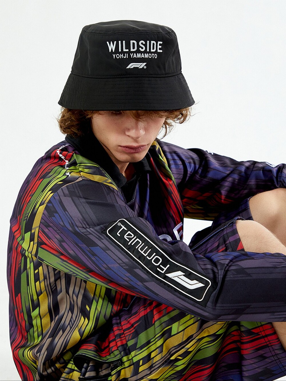 Black Formula 1 Embroidered Bucket Hat